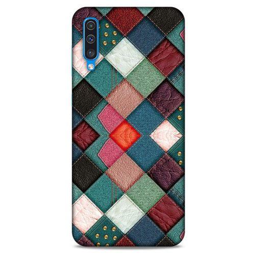 Samsung Galaxy A50 Kılıf Patchwork (18) Telefon Kılıfları Pembe Yeşil