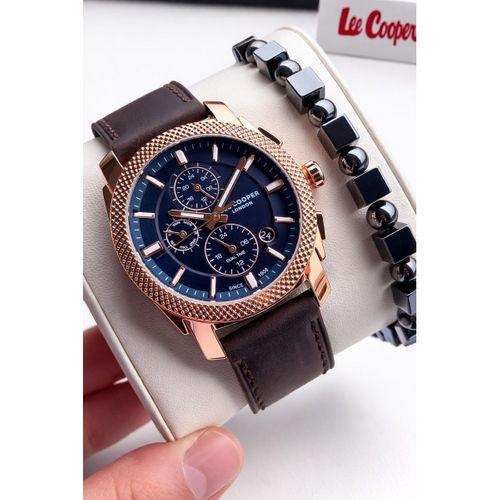 Lee Cooper Erkek Kol Saati 50 Mt Suya Dayanıklı Deri Kordon Bileklik Hediyeli VS.BLKT.0919