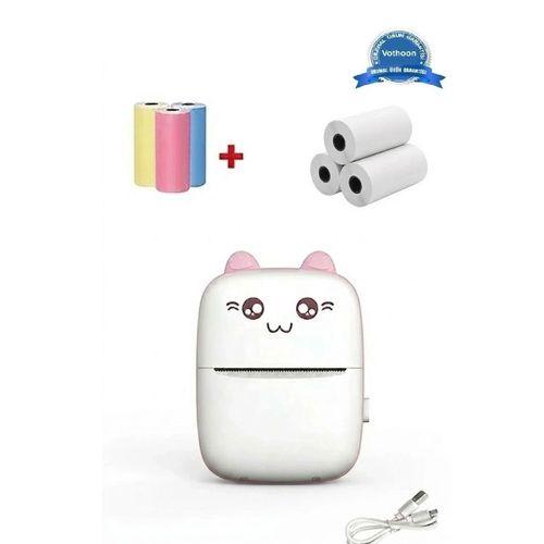 Mini Fotoğraf Yazıcı Kablosuz Etiket Yazıcı Baskı Makinesi Ios Android Uyumlu Termal Printer Pembe