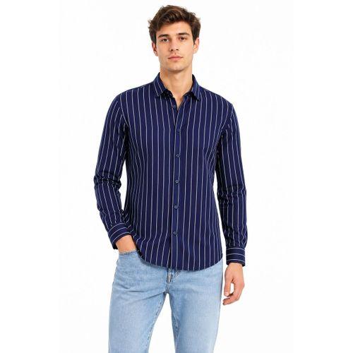 Erkek Spor Silim Fit Çizgili Yazlık Gömlek BGL-ST05380