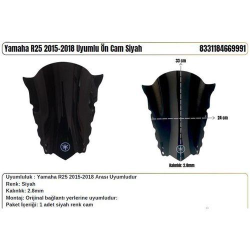 Yamaha R25 Siyah (2015-18) Siperlik Camı