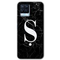 MRCİLETİSİM Realme 8 Pro Kılıf HD Desen Baskılı Arka Kapak + Temperli Cam - Siyah Mermer Desenli Ş Harfi