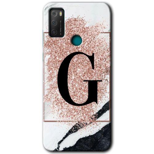 TCL 20E Kılıf HD Desen Baskılı Arka Kapak - Pembe Mermer Desenli G Harfi