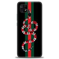 Xiaomi Redmi 10C Kılıf HD Baskılı Kılıf - Kırmızı Yeşil Yılan + Tam Ekran Koruyucu