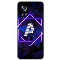 Xiaomi Mi 12 Kılıf HD Desen Baskılı Arka Kapak - Dark Neon Yaprak A Harfi + Kırılmaz Cam
