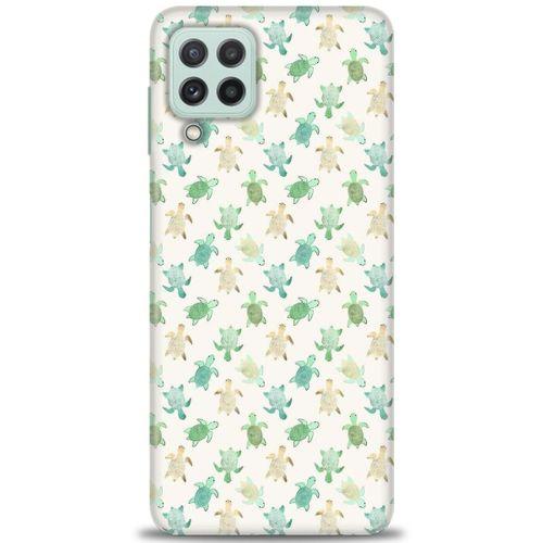 Samsung Galaxy M22 Kılıf HD Baskılı Kılıf - Minik Tosbağalar + Tam Ekran Koruyucu