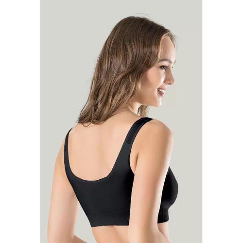 Kadın Siyah Kalın Askılı Çıkarılabilir Pedli Örme Seamless Dikişsiz Basic Büstiyer