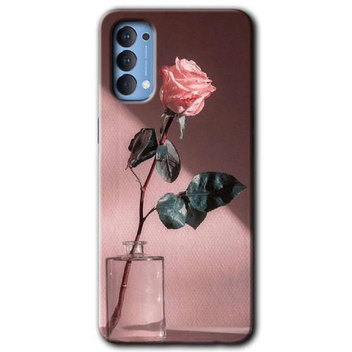 Oppo Reno 4 HD Baskılı Kılıf + 9D Tam Ekran Koruyucu - Retro Gül
