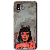 MRCİLETİSİM Samsung Galaxy A01 Core Kılıf Baskılı Kapak - Devil Girl +Tam Ekran Koruyucu