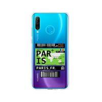 Huawei P30 Lite Paris Bilet Tasarımlı Premium Şeffaf Silikon Kılıf