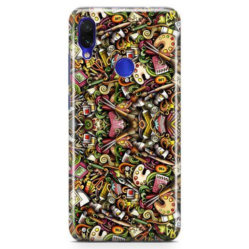 Xiaomi Redmi Note 7 Kılıf Ressam Doodle Arka Kapak Koruma Desenli Full Koruyucu