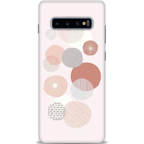 Samsung Galaxy S10 Plus Kılıf HD Baskılı Kılıf - Pembe Daireler + Tam Ekran Koruyucu