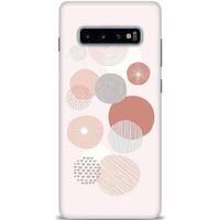 Samsung Galaxy S10 Plus Kılıf HD Baskılı Kılıf - Pembe Daireler + Tam Ekran Koruyucu
