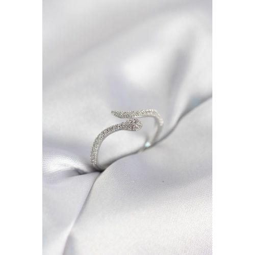 Gümüş Renk Yılan Model Zirkon Taşlı Kadın Yüzük