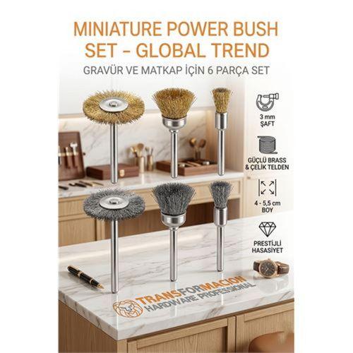 Masterworks 6 Parça Gravür Tel Fırça Seti | 3mm Şaft, Pirinç & Çelik 723013