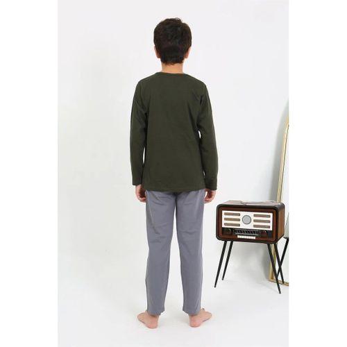 Erkek Çocuk Uzun Kol Penye Pijama Takım Haki