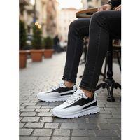 BA0246 Beyaz Siyah Parçalı Bağcıklı Yüksek Taban Günlük Erkek Ayakkabı