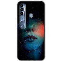 Tecno Spark 7 Pro HD Baskılı Kılıf + 9D Tam Ekran Koruyucu - Karanlık Kadın