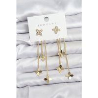 Lotus Model Gold Renk Pirinç Sallantılı Kadın Küpe