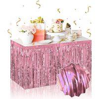 Kendinden Yapışkanlı Rose Gold Metalize Püsküllü Masa Eteği