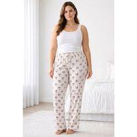 Viskon Pamuklu Kadın Büyük Beden Pudra Desenli Pijama Pantolon - MGB009 - Mudanis