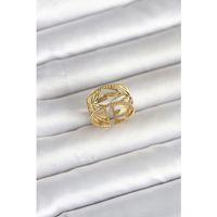 316L Çelik Gold Renk Başak Model Kadın Yüzük