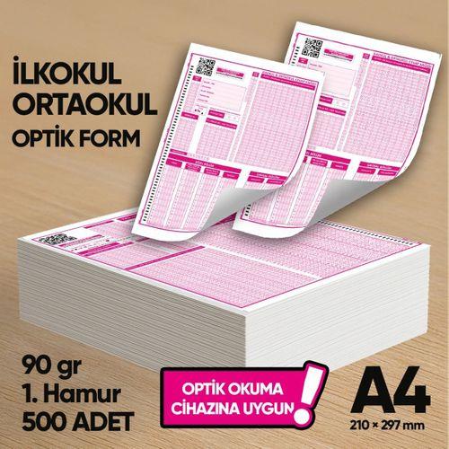 İlkokul-Ortaokul Deneme Sınavları İçin 500 Adet (90 GR) Optik Form - Optik Okuma Uyumlu