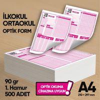 İlkokul-Ortaokul Deneme Sınavları İçin 500 Adet (90 GR) Optik Form - Optik Okuma Uyumlu