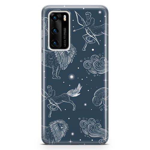 Huawei P40 Kılıf Astroloji Burç Haritası Arka Kapak Koruma Desenli Full Koruyucu
