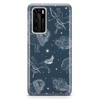 Huawei P40 Kılıf Astroloji Burç Haritası Arka Kapak Koruma Desenli Full Koruyucu
