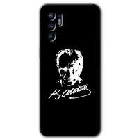 OPPO Oppo Reno 6 Kılıf HD Desen Baskılı Arka Kapak - Atatürk Silüet İmza