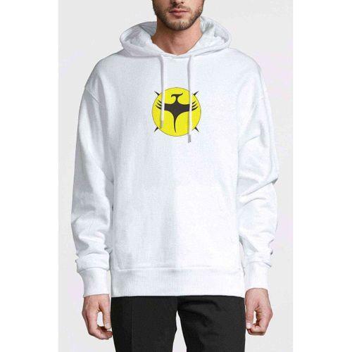 Zagor Logo Baskılı Beyaz Erkek Kapşonlu Sweatshirt