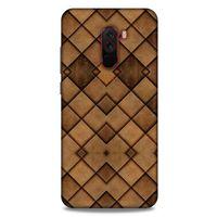 Xiaomi Pocophone F1 Kılıf Patchwork (26) Tpu Silikon Kılıf Açık Kahverengi