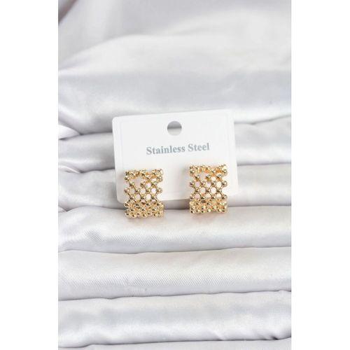 316L Çelik Gold Renk Motif Desenli Halka Kadın Küpe