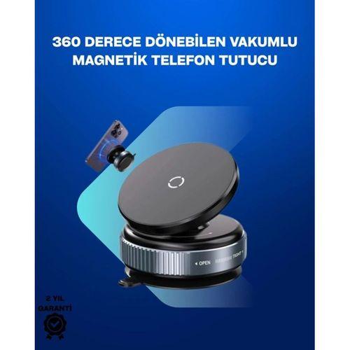 Güçlü Manyetik Tutuşlu 360° Döner Araç Telefon Tutucu – Vakumlu Montajlı