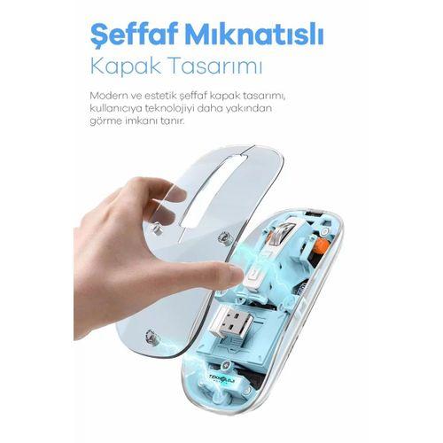 Bluetooth Usb Çift Modlu Sessiz Mouse, Type-c Şarjlı, Dpı Ayarlı, Kablosuz 10m Çekim Mesafeli, Taşınabilir Şarjlı Mouse Siyah