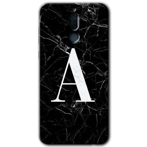 Huawei Mate 10 Lite Kılıf HD Desen Baskılı Arka Kapak - Siyah Mermer Desenli A Harfi