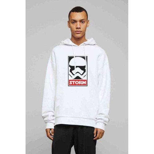 Storm Baskılı Beyaz Erkek Kapşonlu Sweatshirt