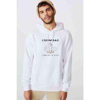 Crowbar Symmetry In Black Baskılı Beyaz Erkek Kapşonlu Sweatshirt