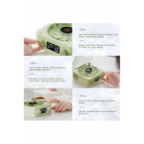 Waves Nostalji Plak Görünümlü Bluetooth Hoparlör 3d Ses Dalgası Retro Müzik Plak Yeşil