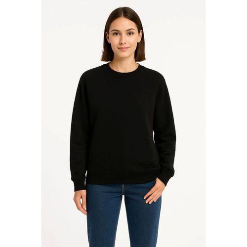 Üç İplik Düz Bisiklet Yaka SweatShirt  - Siyah