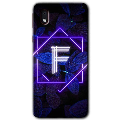 MRCİLETİSİM Samsung Galaxy A01 Core Kılıf Baskılı Kapak - Dark Neon Yaprak F Harfi +Tam Ekran Koruyucu