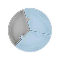 OiOi OiOi Puzzle Vakum Tabanlı Silikon Tabak Mineral Blue / Powder Grey