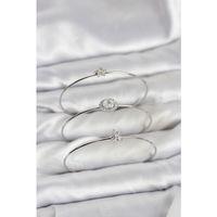 Zirkon Taşlı Gümüş Renk Tek Taş Model 3'lü Kadın Bileklik Kombini