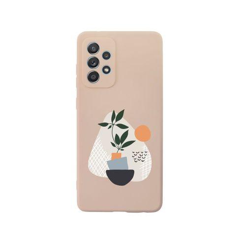 Samsung A72 Bitki Art Premium Silikonlu Pembe Telefon Kılıfı