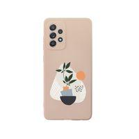 Samsung A72 Bitki Art Premium Silikonlu Pembe Telefon Kılıfı