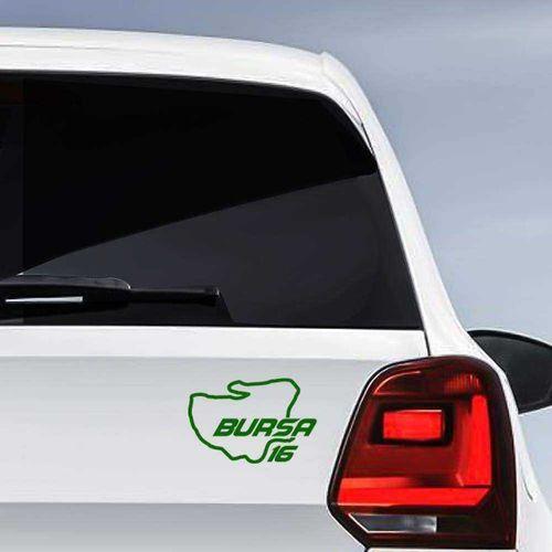 Bursa İli 16 Plaka Kodu Memleket Yarış Pisti Sticker - Oto Araba Etiket, Aksesuar, Tuning Yeşil