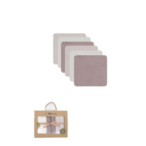 Bistyle 6'lı Müslin Mendil 20x20 cm 90106 Taş Ekru Antrasit