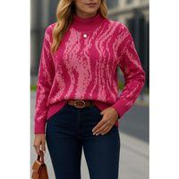 Kadın Uzun Kollu Balıkçı Yaka çok Renkli Triko Bluz