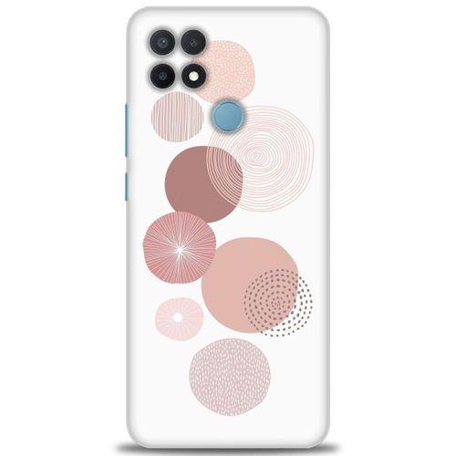 Oppo A15 Kılıf HD Baskılı Kılıf - Mürdüm Daireler + Tam Ekran Koruyucu